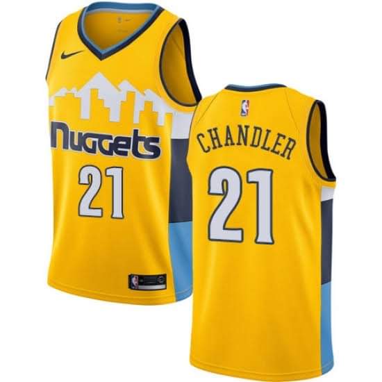 Men's Denver Nuggets #21 Wilson Chandler Yellow Stitched Jersey